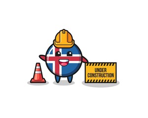 illustration of iceland flag with under construction banner