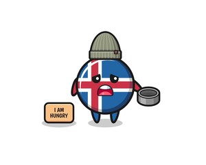 cute iceland flag beggar cartoon character