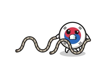 illustration of south korea flag doing battle rope workout