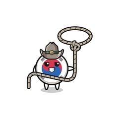 the south korea flag cowboy with lasso rope