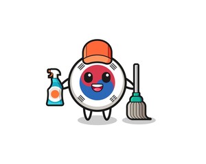 Fototapeta premium cute south korea flag character as cleaning services mascot