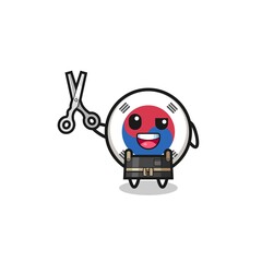 south korea flag character as barbershop mascot