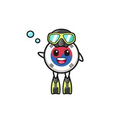 the south korea flag diver cartoon character
