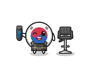 Fototapeta premium south korea flag barbershop is holding a trimer