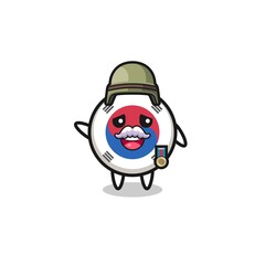 cute south korea flag as veteran cartoon