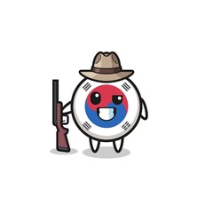 south korea flag hunter mascot holding a gun