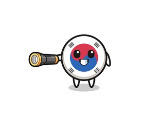 south korea flag mascot holding flashlight