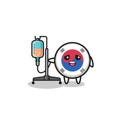 cute south korea flag character standing with infusion pole