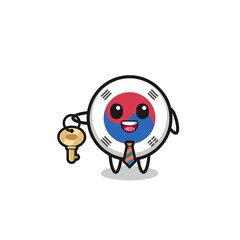 cute south korea flag as a real estate agent mascot