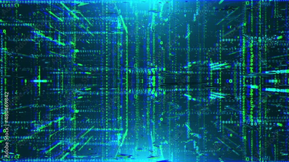Poster transmission corruption 3d data render in cyber structure of matrix information. static failure with