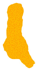 Vector Golden map of Grande Comore Island. Map of Grande Comore Island is isolated on a white background. Golden items mosaic based on solid yellow map of Grande Comore Island.