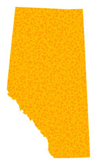 Fototapeta na wymiar Vector Golden map of Alberta Province. Map of Alberta Province is isolated on a white background. Golden particles pattern based on solid yellow map of Alberta Province.