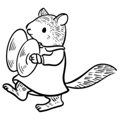 ハンドシンバルを演奏するリスのイラスト