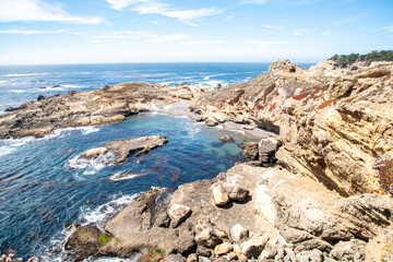 Fototapeta na wymiar Tidepools and Oceanside Views Along California Cliffs on the Coast