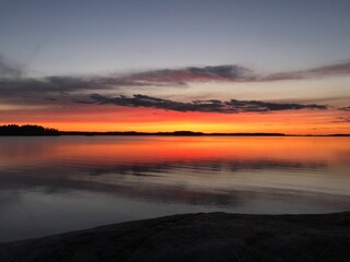 Sunset over the lake. Photo shot on iPhone 7