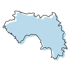 Stylized simple outline map of Guinea icon. Blue sketch map of Guinea  illustration