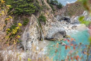 Tidal Falls at Big Sur Along the California Pacific Coast Highway