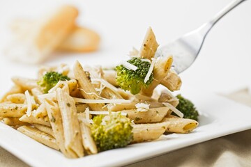 Delicious pasta and parmesan cheese.