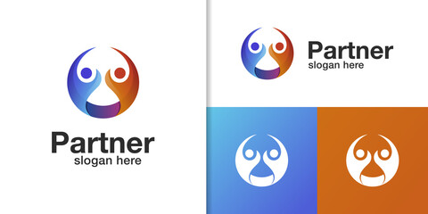 gradient people group partner business logo design elements human icon