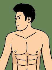 Fototapeta premium cute man cartoon on green background