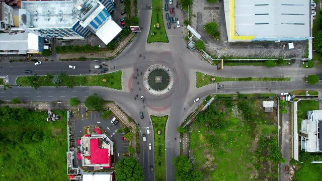 Aerial view of beautiful view in the morning at solo city. Solo, Indonesia