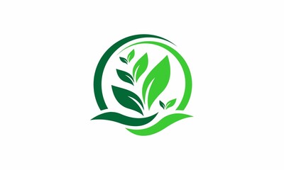 green leaves logo vector