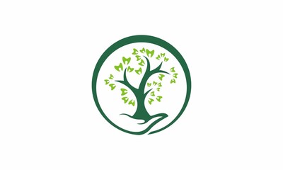 tree with dental leaf logo vector - obrazy, fototapety, plakaty