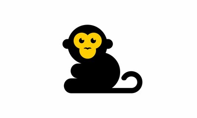 vector cute monkey icon, logo or symbol