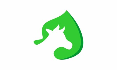 leaf with sheep logo vector