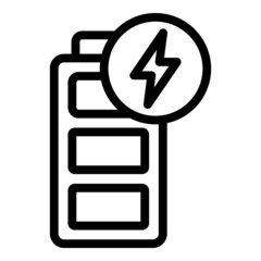 Full battery icon outline vector. Load alkaline