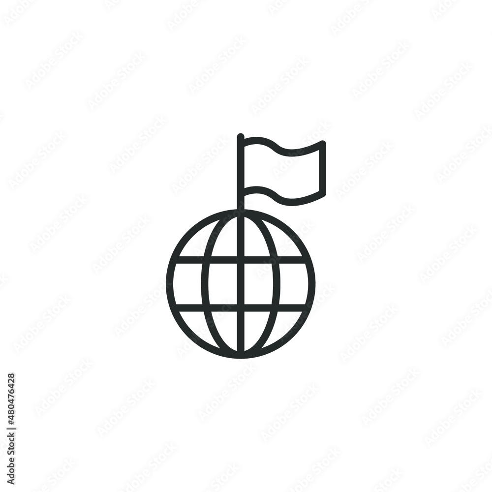 Aufkleber simple vector icon map with flag editable. isolated on white background.