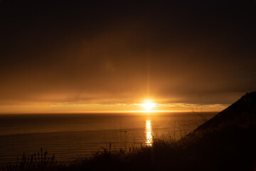 Sunset in California on Pacific Coast Highway One