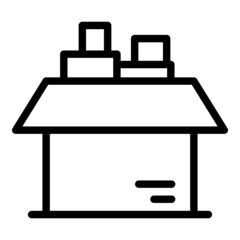 Full toy box icon outline vector. House relocation