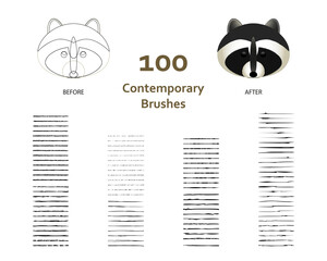 Compilation of 100 mixed art brushes vector for story book illustration, sketch, hand drawing doodle, asemic grunge, dry paint, frame border. Created using AI CS6.