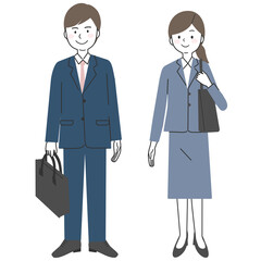 スーツを着た若い男女