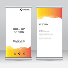 Roll up banner stand template design. Vertical banner template. Universal stand for conference, seminar, exhibitions, promo banner vector background. Modern publication x-banner and flag-banner.