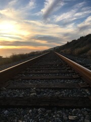 Fototapeta premium railway in the sunset