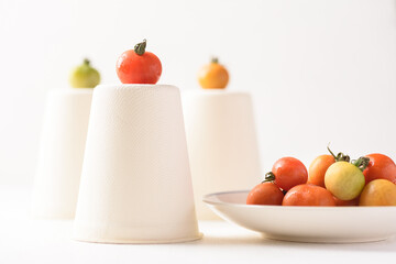Fresh tomato on white background. Organic vegetable from Thai farmer in local market