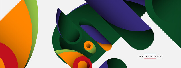 Abstract background. Minimal geometric circles and round style shapes with deep shadow effects. Trendy technology business template for wallpaper banner or background