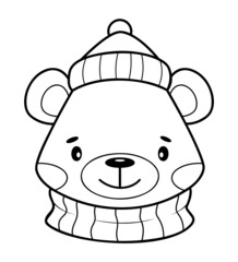 Christmas coloring book or page. Christmas animal black and white  illustration