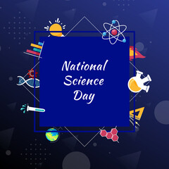 National Science Day Design. with all the science elements and icons. Science Day background vector illustration