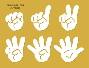 Hands with fingers. Template for laser cutting, wood carving, paper cut. Silhouettes for cutting.