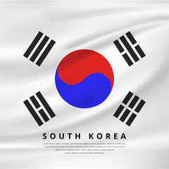 Realistic Flag of South Korea. South Korea Flag vector illustration. South Korea Independence day 