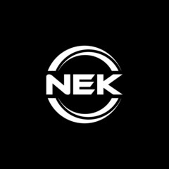 NEK letter logo design with black background in illustrator, vector logo modern alphabet font overlap style. calligraphy designs for logo, Poster, Invitation, etc.