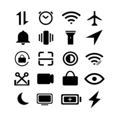 a set of control center simple design symbols on mobile phones