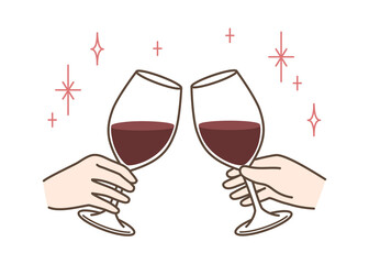 ワイン　乾杯　キラキラ