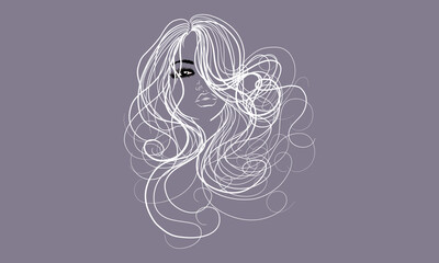 VECTOR Stylish original hand-drawn graphics with beautiful models with beautiful red lips. For design, fashion, style, beauty. Graphic, logo. Beautiful woman's face in lines. vector illustration.