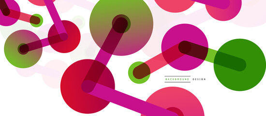 Line points connections geometric abstract background. Circles connected by lines. Trendy techno business template for wallpaper, banner, background or landing
