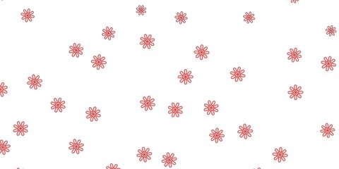 Light Red, Yellow vector doodle template with flowers.