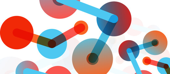 Line points connections geometric abstract background. Circles connected by lines. Trendy techno business template for wallpaper, banner, background or landing